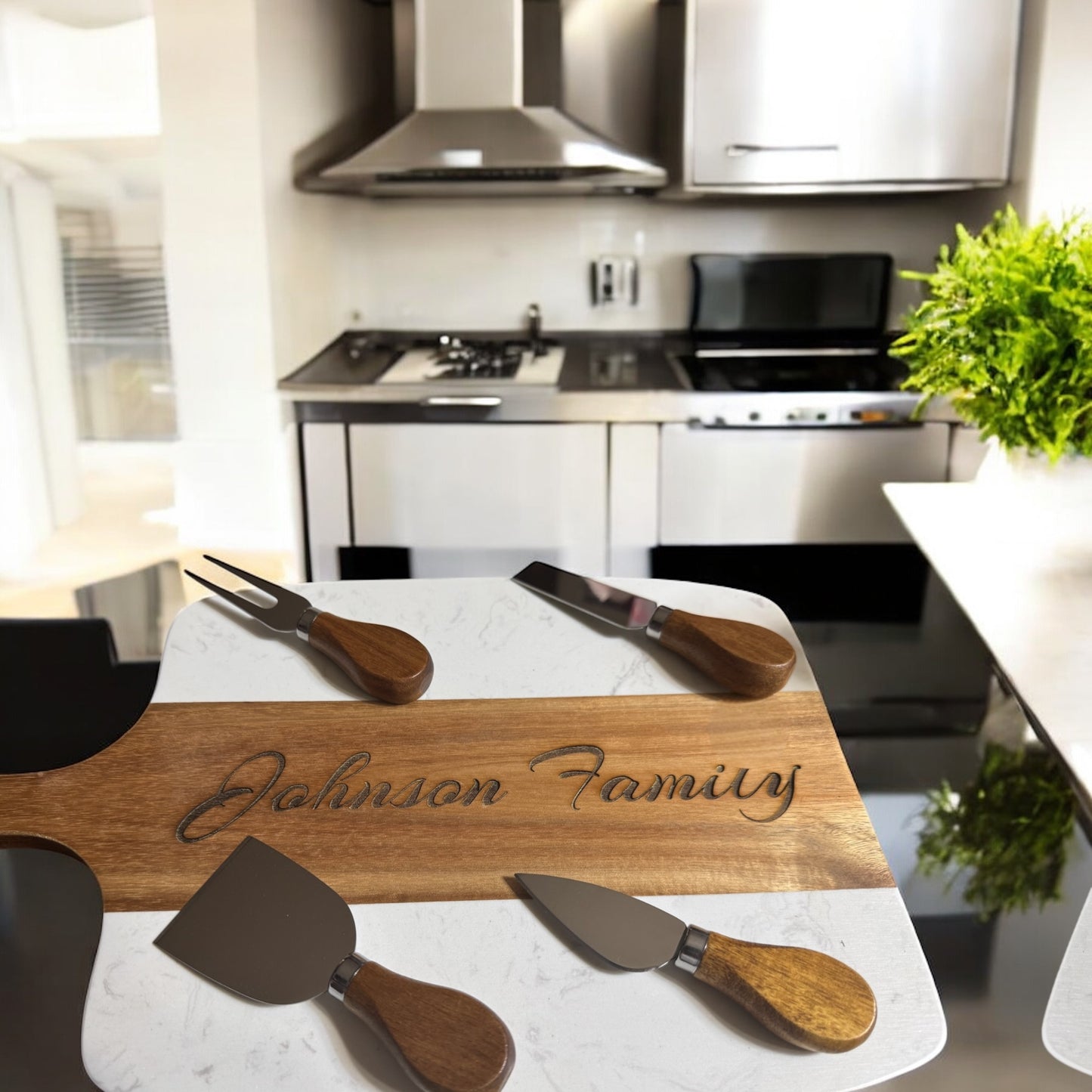 Elegant Marble and Acacia Wood Charcuterie Board Set