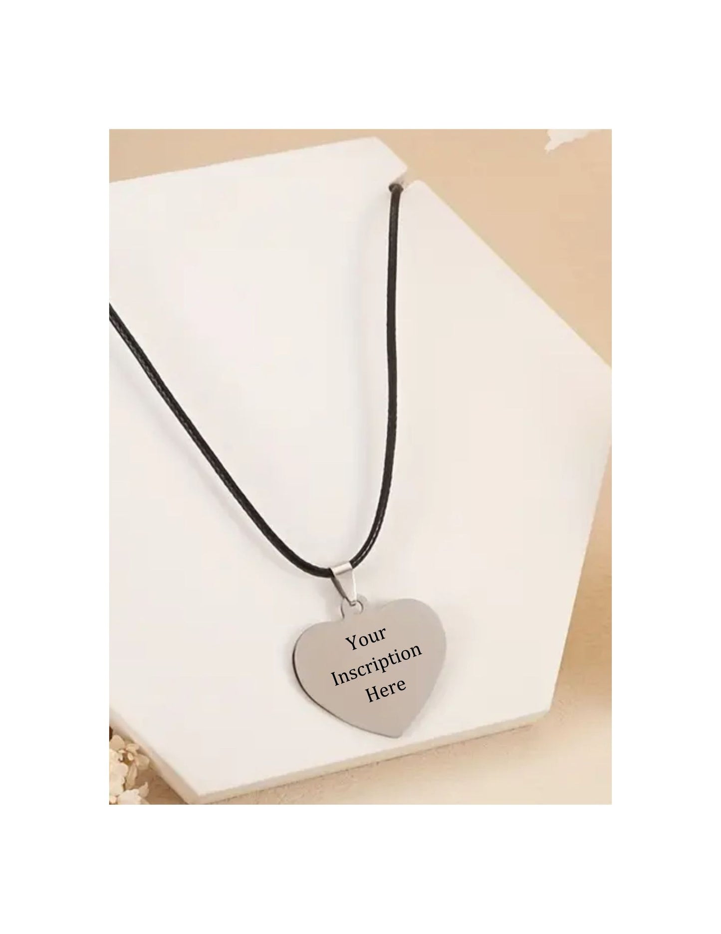 Heart Shaped Dog Tag Pendant Stainless Steel Engraved Heart Pendant