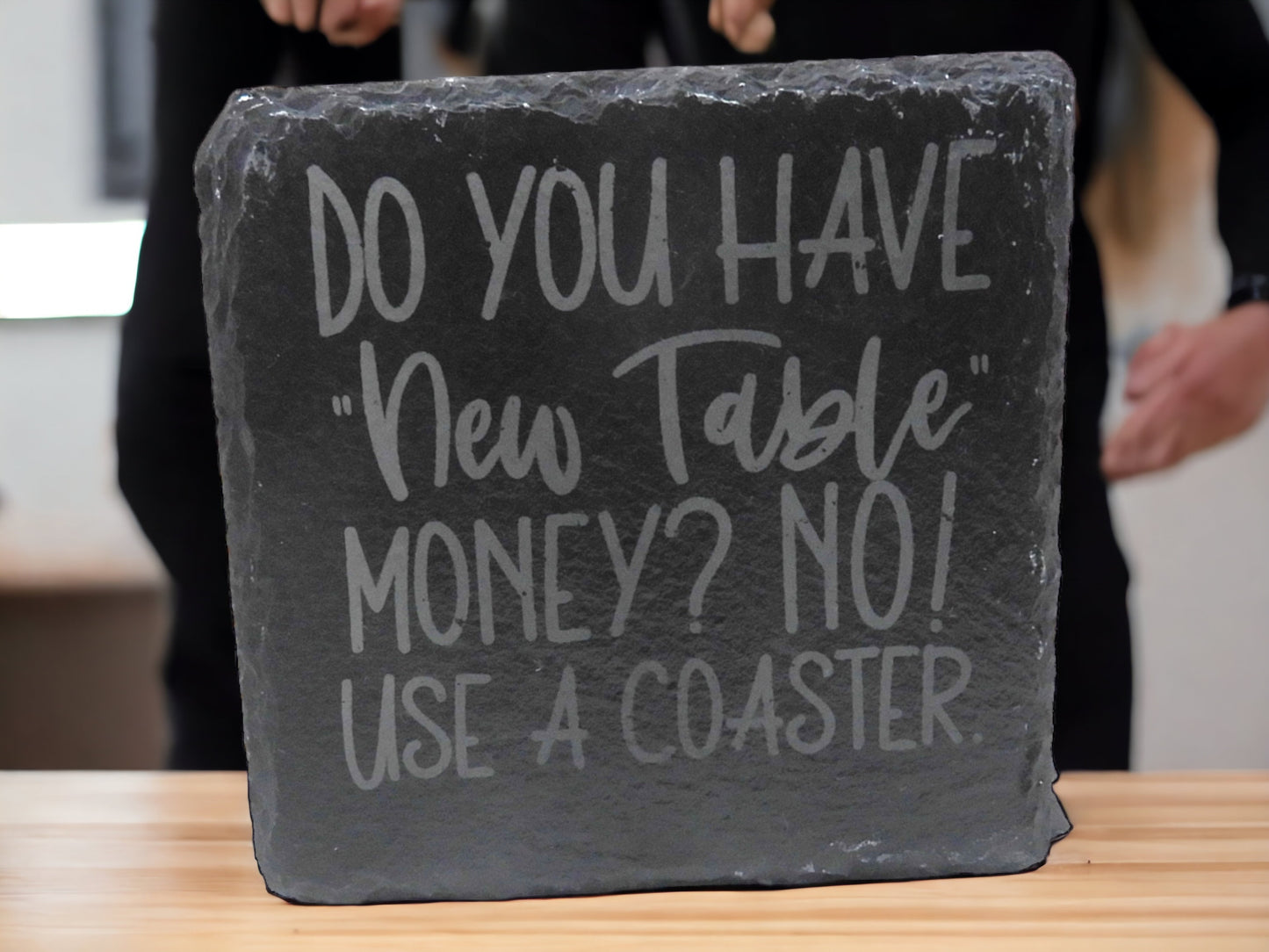 Quirky Slate Coasters - Laser Engraved Alcohol Quotes (Set of 4)