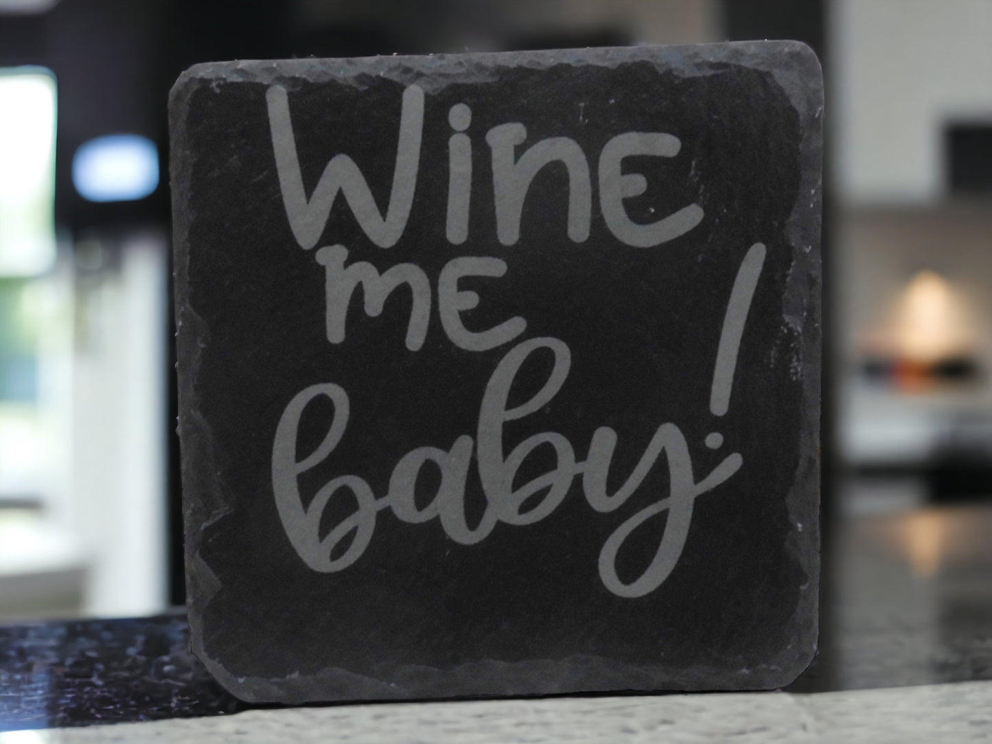 Quirky Slate Coasters - Laser Engraved Alcohol Quotes (Set of 4)