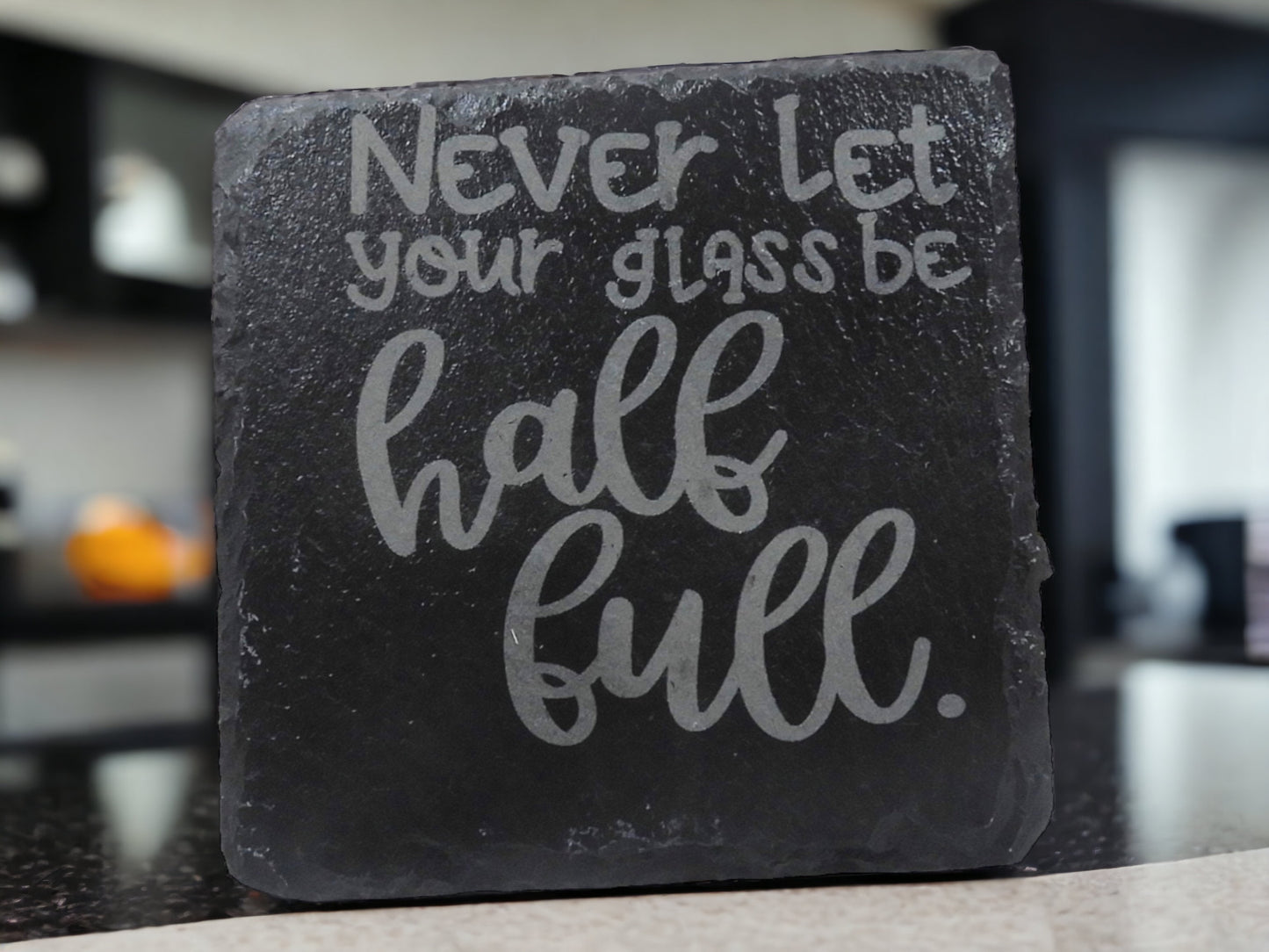 Quirky Slate Coasters - Laser Engraved Alcohol Quotes (Set of 4)