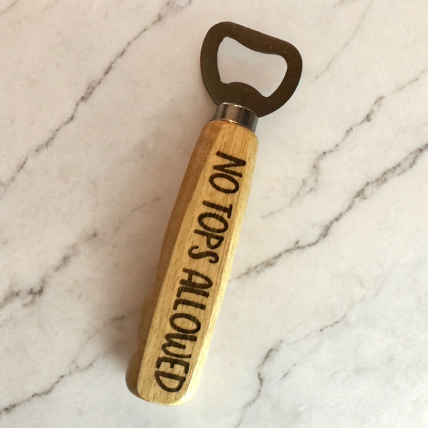 Engraved Wood-Handled Bottle Opener