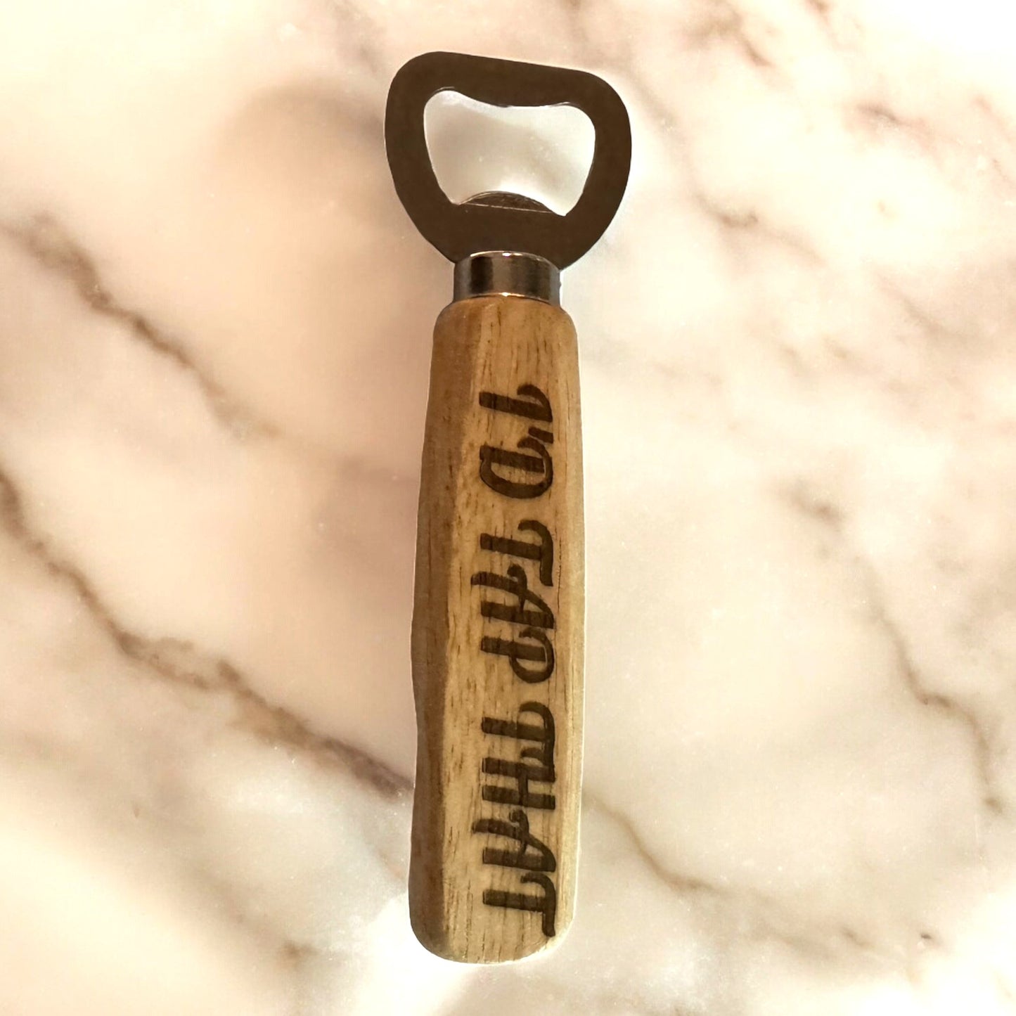 Engraved Wood-Handled Bottle Opener