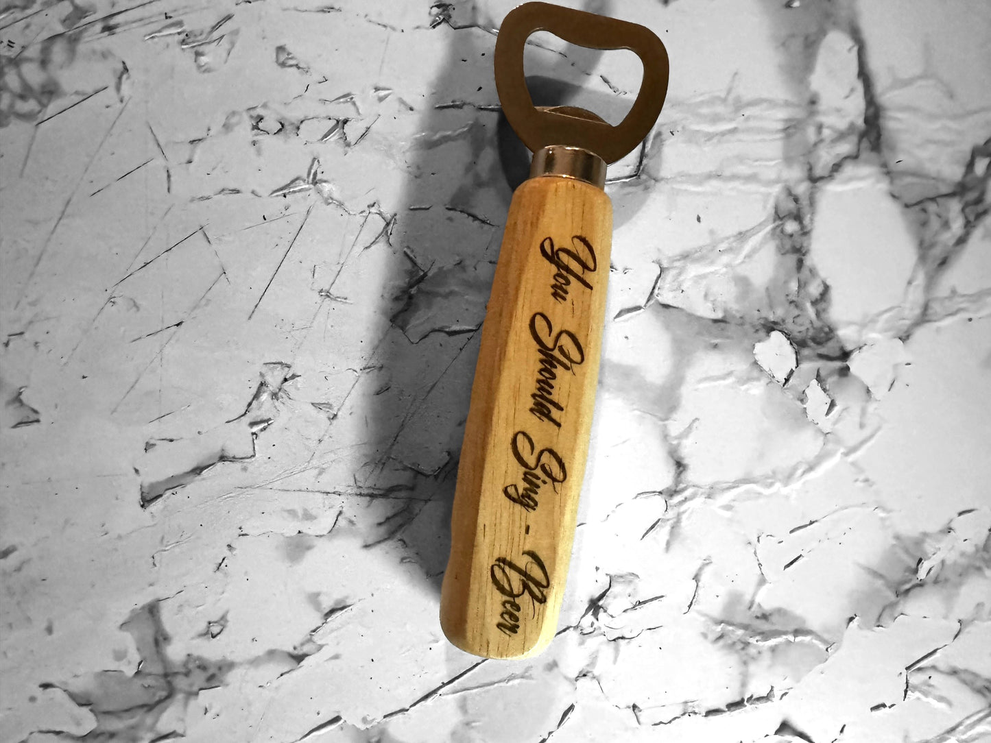 Engraved Wood-Handled Bottle Opener