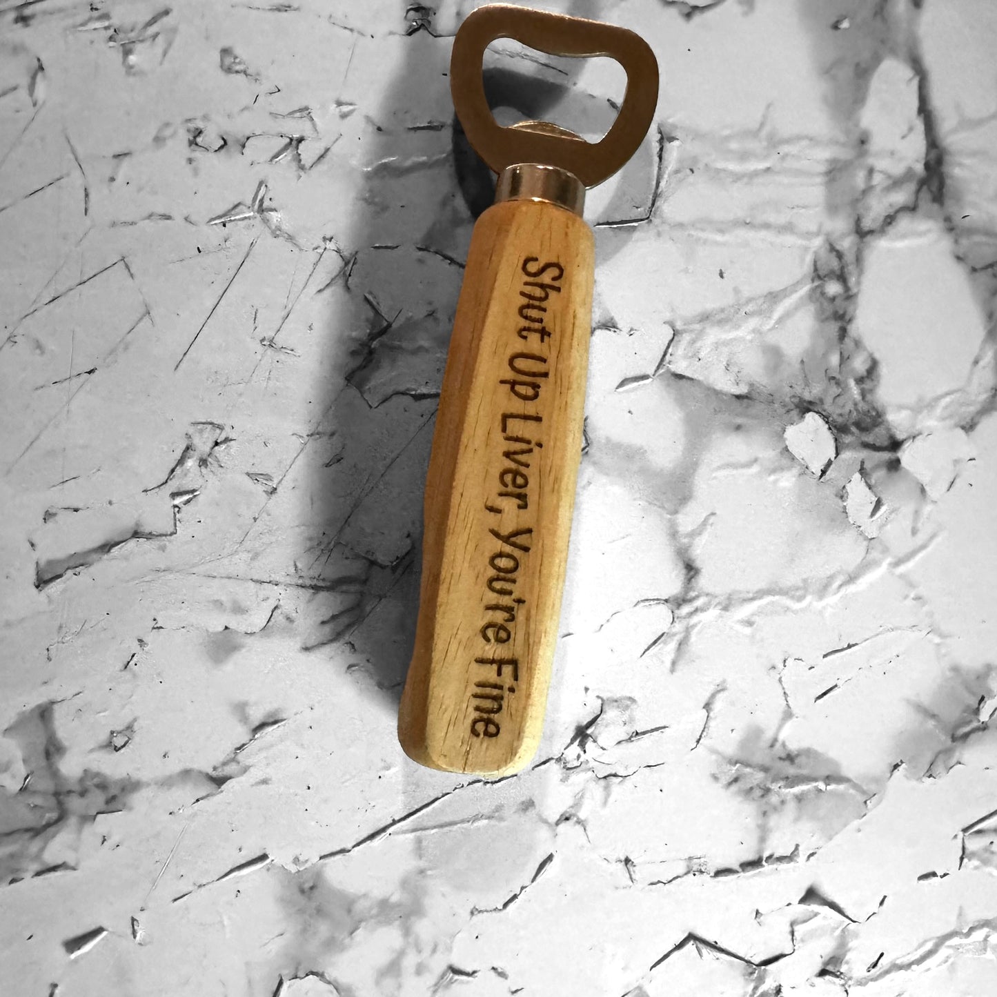 Engraved Wood-Handled Bottle Opener