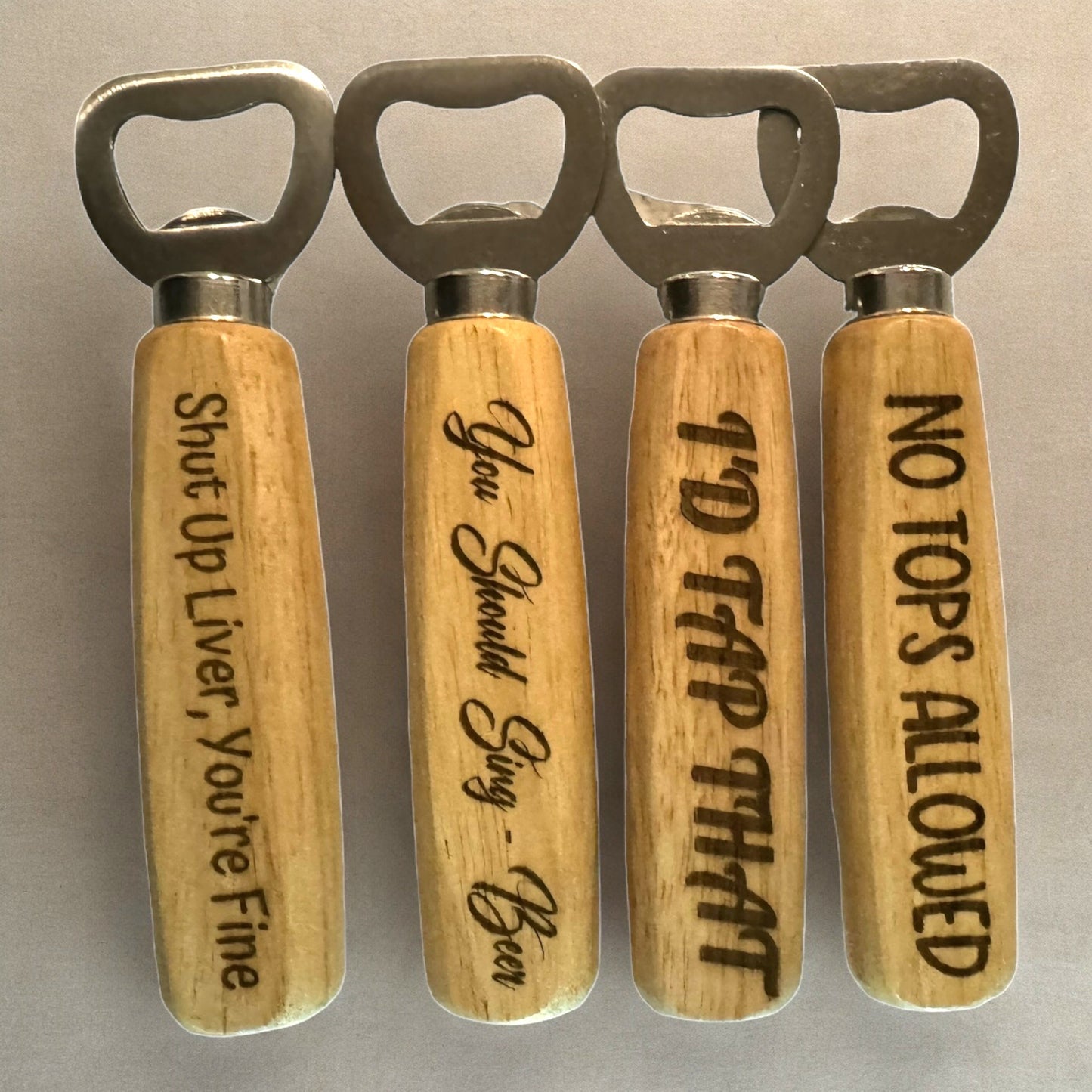 Engraved Wood-Handled Bottle Opener