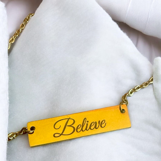 Inspirational Bar Pendant Necklace Engraved Bar Pendant Necklace