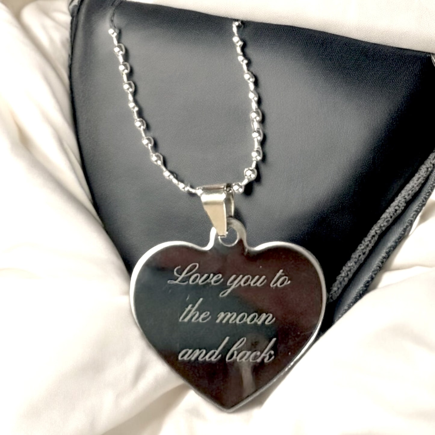 Heart Shaped Dog Tag Pendant Stainless Steel Engraved Heart Pendant